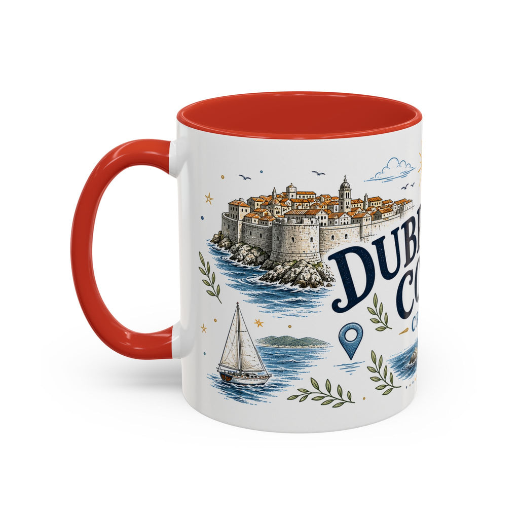 Dubrovnik Coast Coffee Mug | Travel Destination Souvenir Gift | Accent Color Ceramic 11oz 15oz