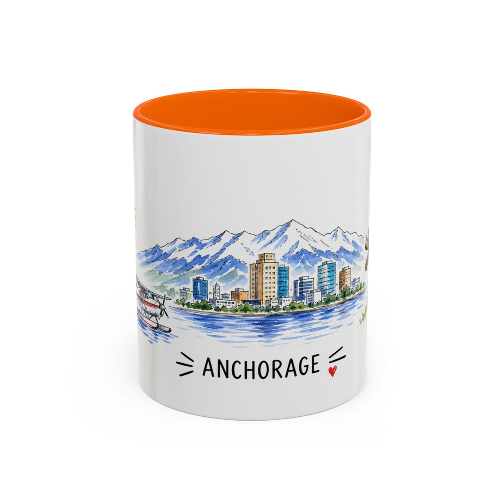 Anchorage Illustrated Travel Mug | City Souvenir Accent Coffee Mug | 11oz 15oz Ceramic Cup