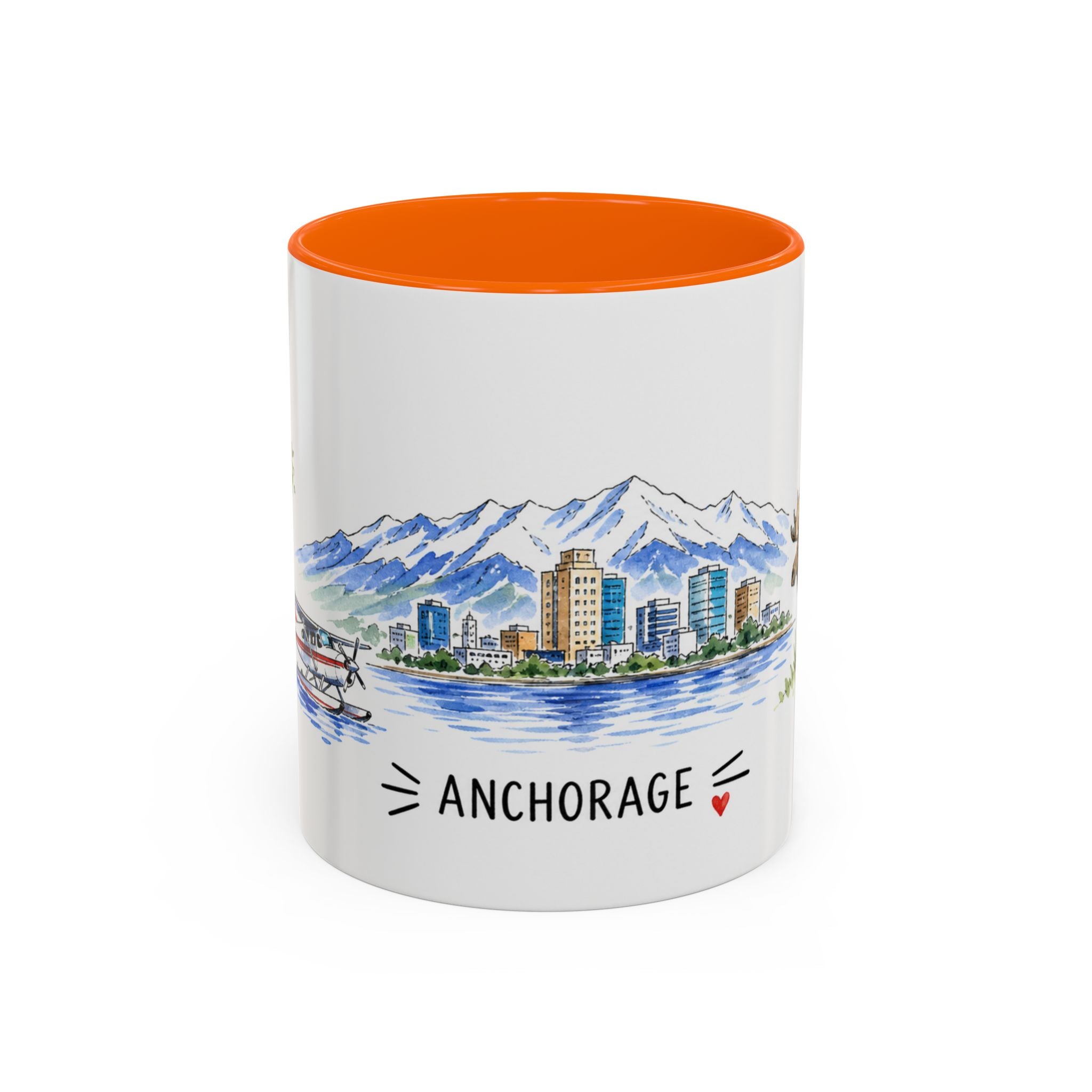Anchorage Illustrated Travel Mug | City Souvenir Accent Coffee Mug | 11oz 15oz Ceramic Cup
