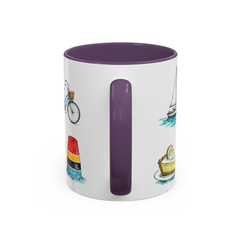 Key West Illustrated Travel Mug | City Souvenir Accent Coffee Mug | 11oz 15oz Ceramic Cup