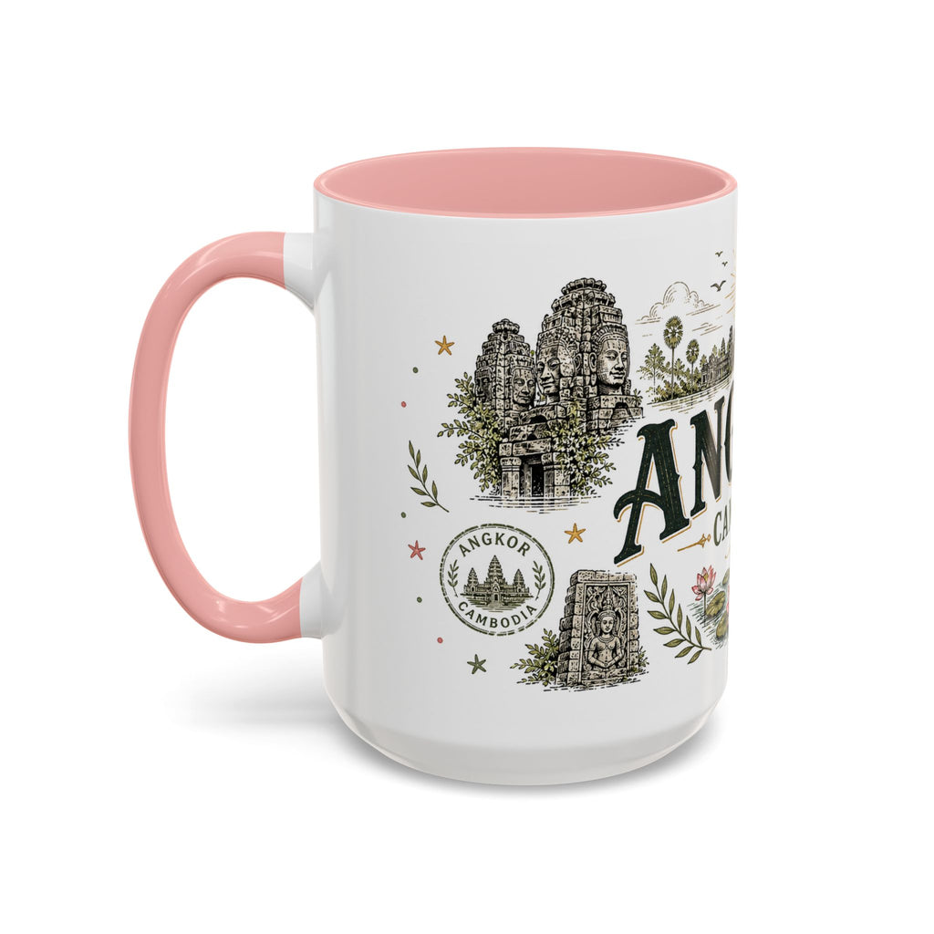 Angkor Coffee Mug | Travel Destination Souvenir Gift | Accent Color Ceramic 11oz 15oz