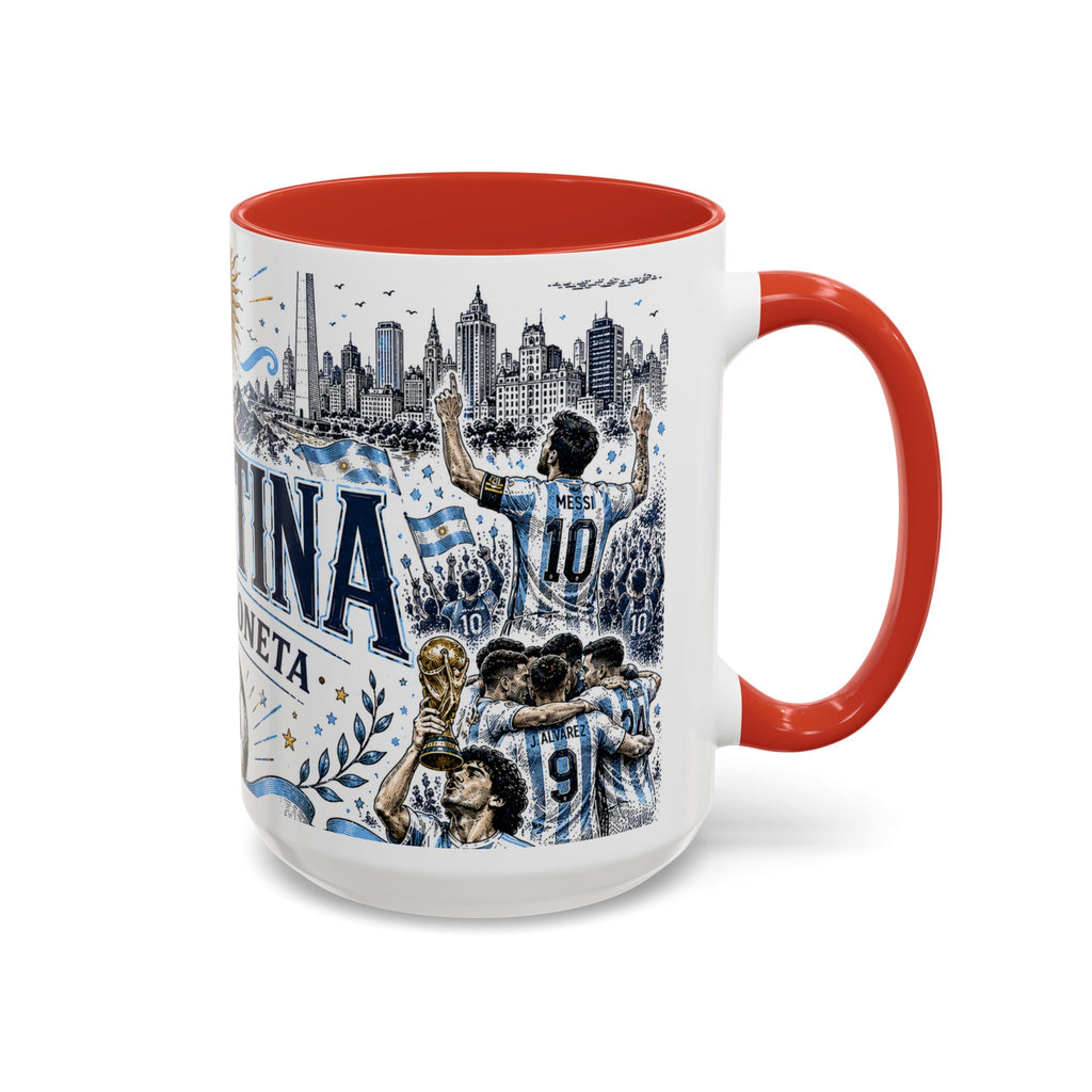 Argentina Soccer Coffee Mug | Soccer Fan Gift | Accent Color Ceramic 11oz 15oz Match Day Cup