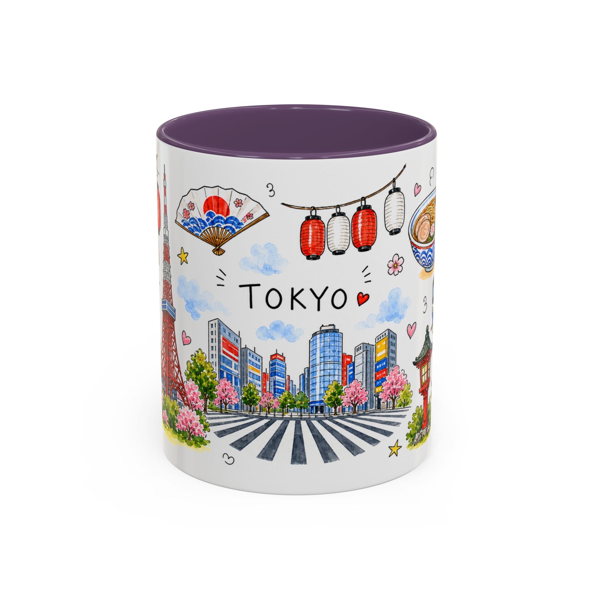 Tokyo Illustrated Travel Mug | City Souvenir Accent Coffee Mug | 11oz 15oz Ceramic Cup