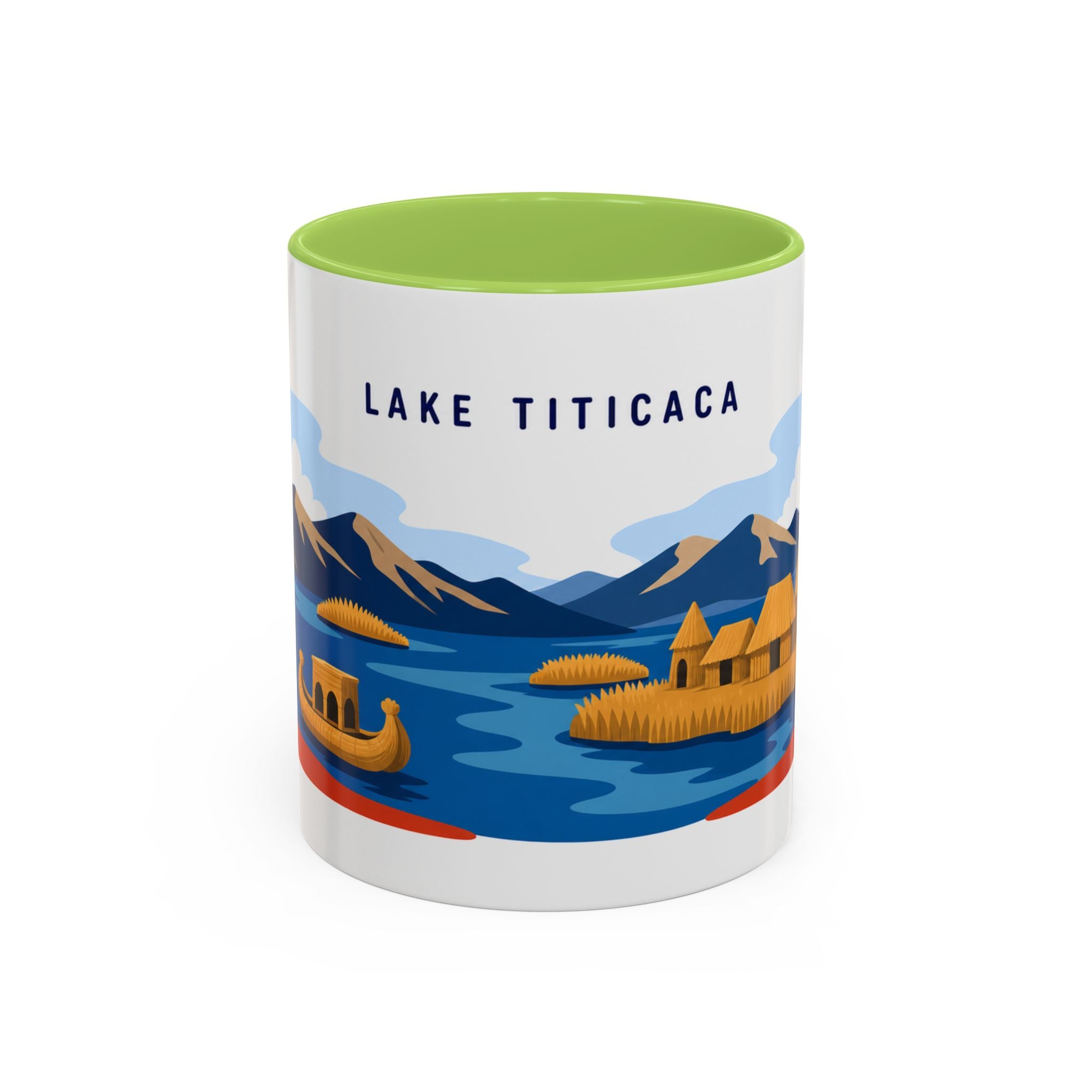 Lake Titicaca Coffee Mug | Travel Destination Souvenir Gift | Accent Color Ceramic 11oz 15oz