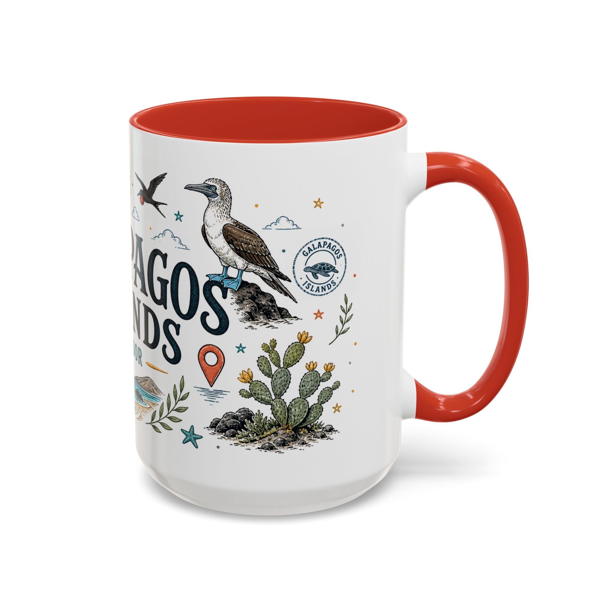 Galapagos Islands Coffee Mug | Travel Destination Souvenir Gift | Accent Color Ceramic 11oz 15oz