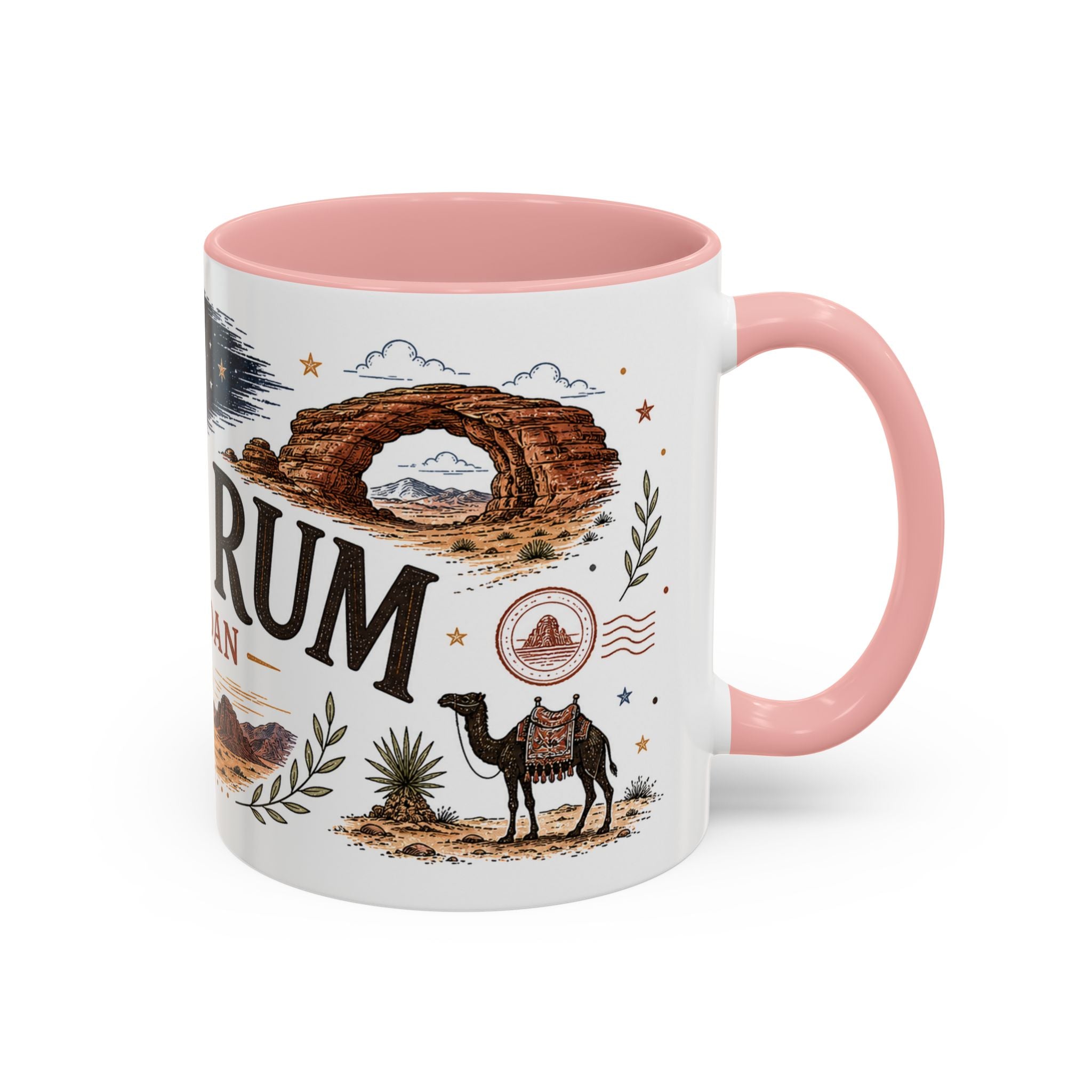 Wadi Rum Coffee Mug | Travel Destination Souvenir Gift | Accent Color Ceramic 11oz 15oz