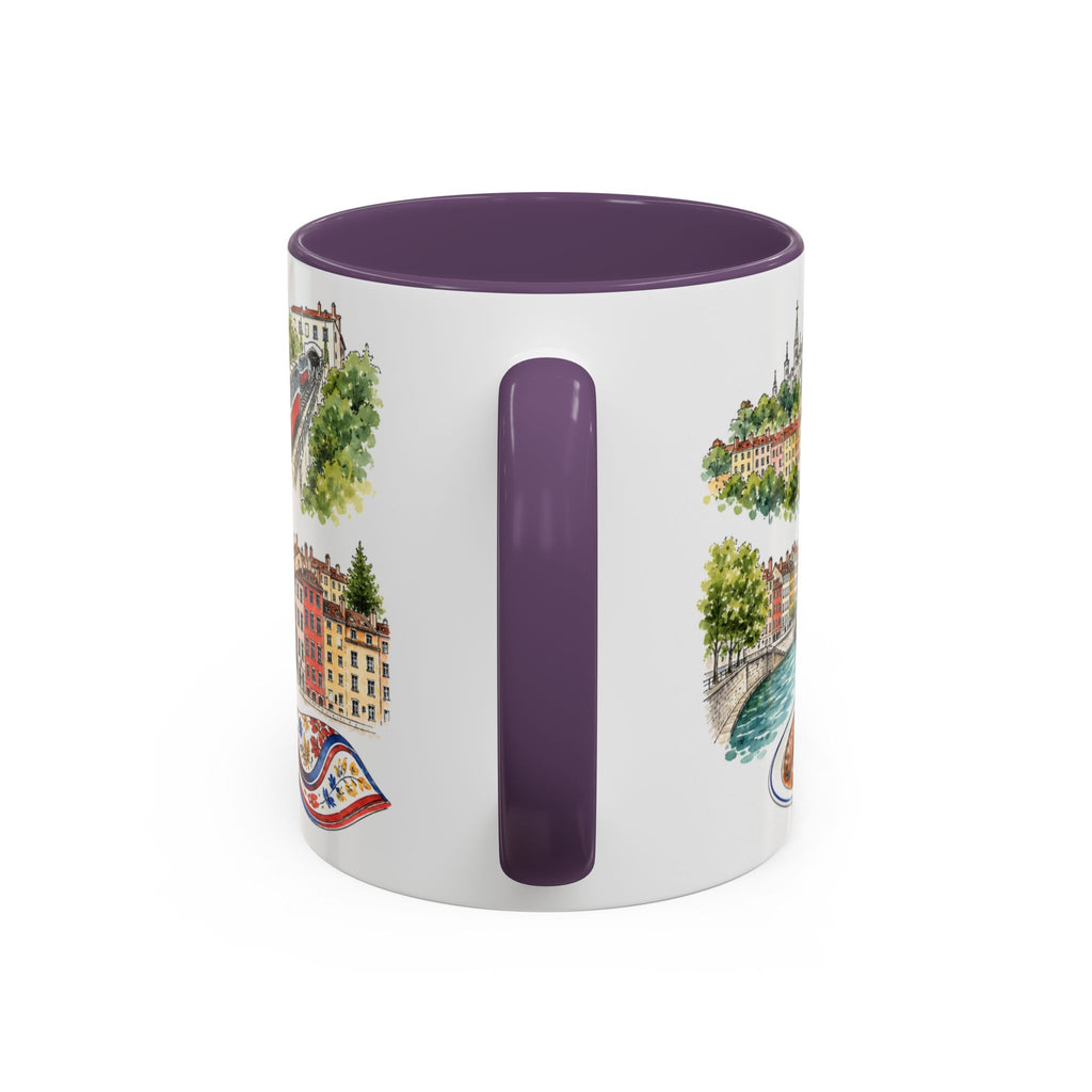 Lyon Illustrated Travel Mug | City Souvenir Accent Coffee Mug | 11oz 15oz Ceramic Cup