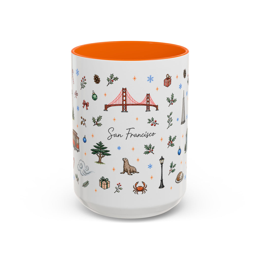 San Francisco Christmas Mug | Watercolor City Souvenir | Ceramic Coffee Cup