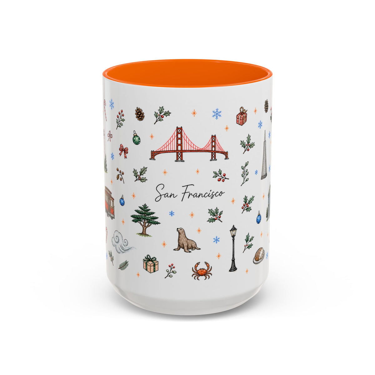 San Francisco Christmas Mug | Watercolor City Souvenir | Ceramic Coffee Cup