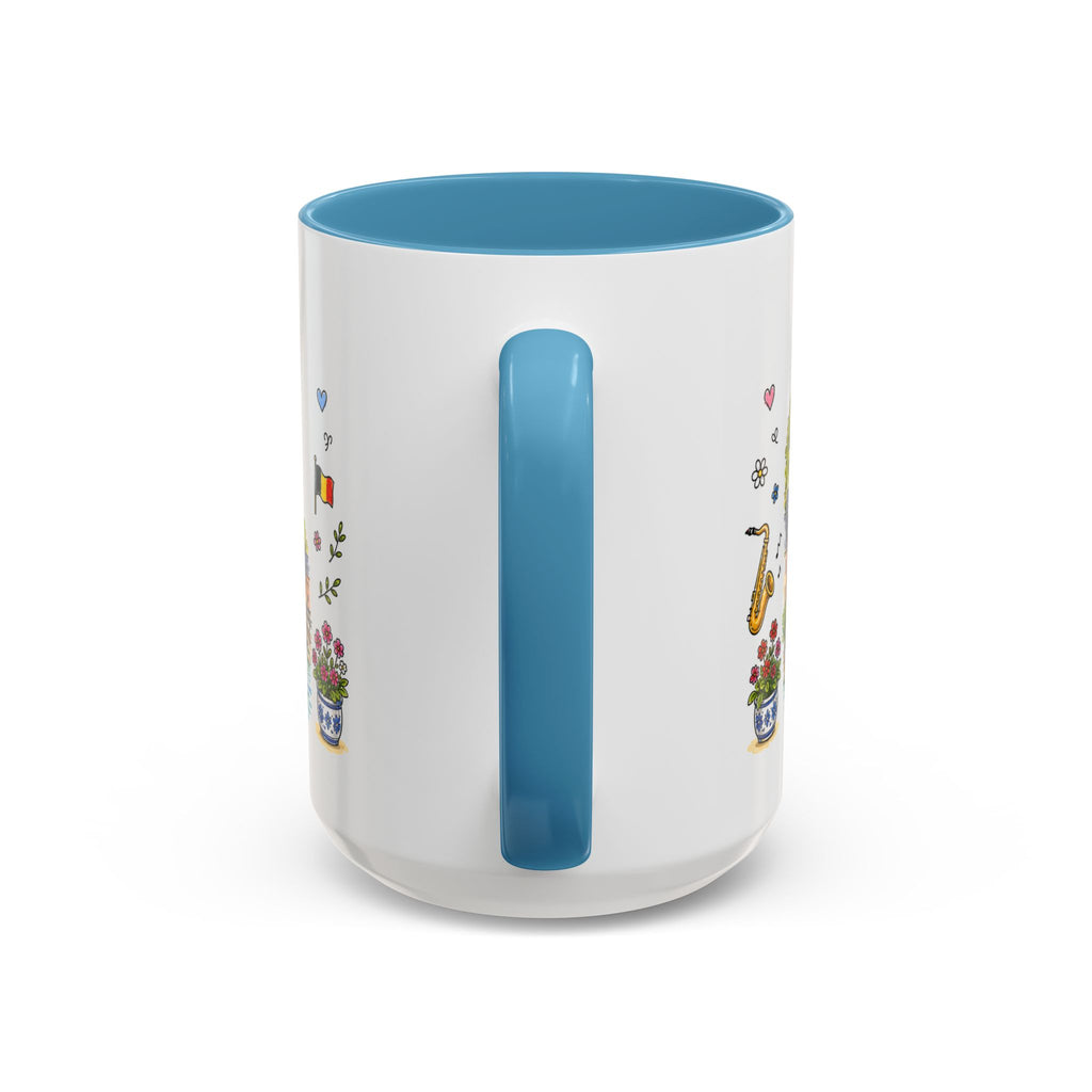 Dinant Illustrated Travel Mug | Belgium Souvenir Accent Coffee Mug | 11oz 15oz Ceramic Cup