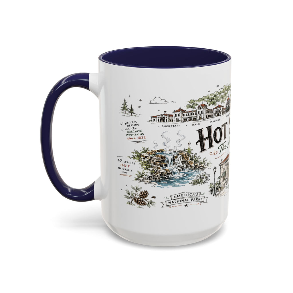Hot Springs National Park Coffee Mug | Arkansas Thermal Spring Spa Gift | Accent Color Ceramic 11oz 15oz