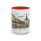 Dinant Illustrated Travel Mug | Belgium Souvenir Accent Coffee Mug | 11oz 15oz Ceramic Cup