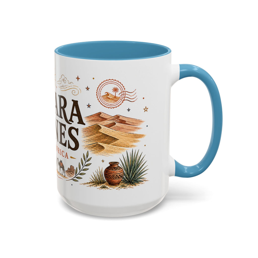 Sahara Dunes Coffee Mug | Travel Destination Souvenir Gift | Accent Color Ceramic 11oz 15oz