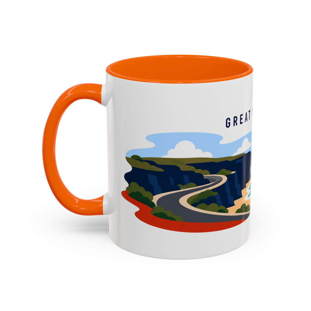 Great Ocean Road Coffee Mug | Travel Destination Souvenir Gift | Accent Color Ceramic 11oz 15oz