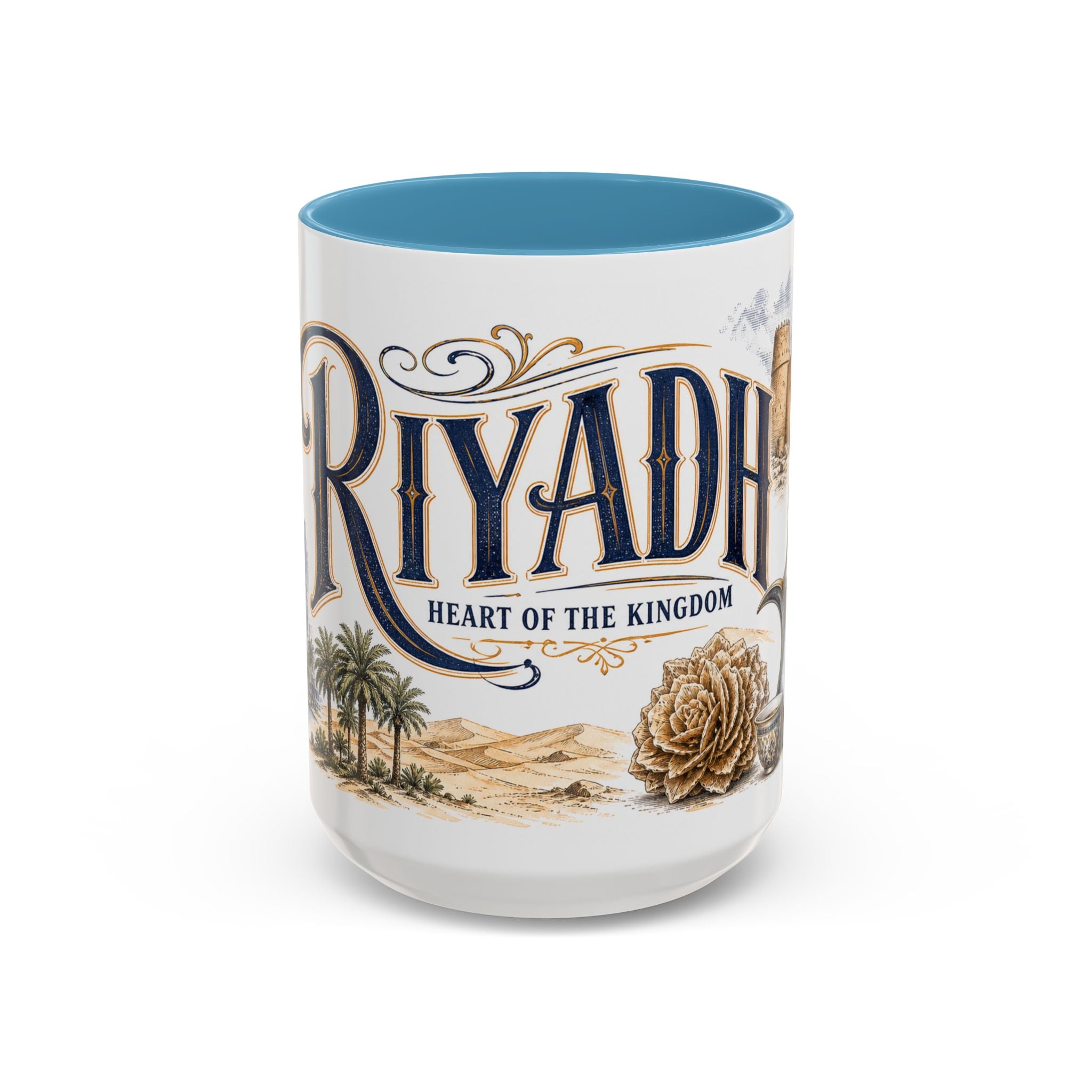 Riyadh Coffee Mug | Saudi Arabia Travel Souvenir | Vintage Illustrated City Gift | 11 oz 15 oz Accent Mug