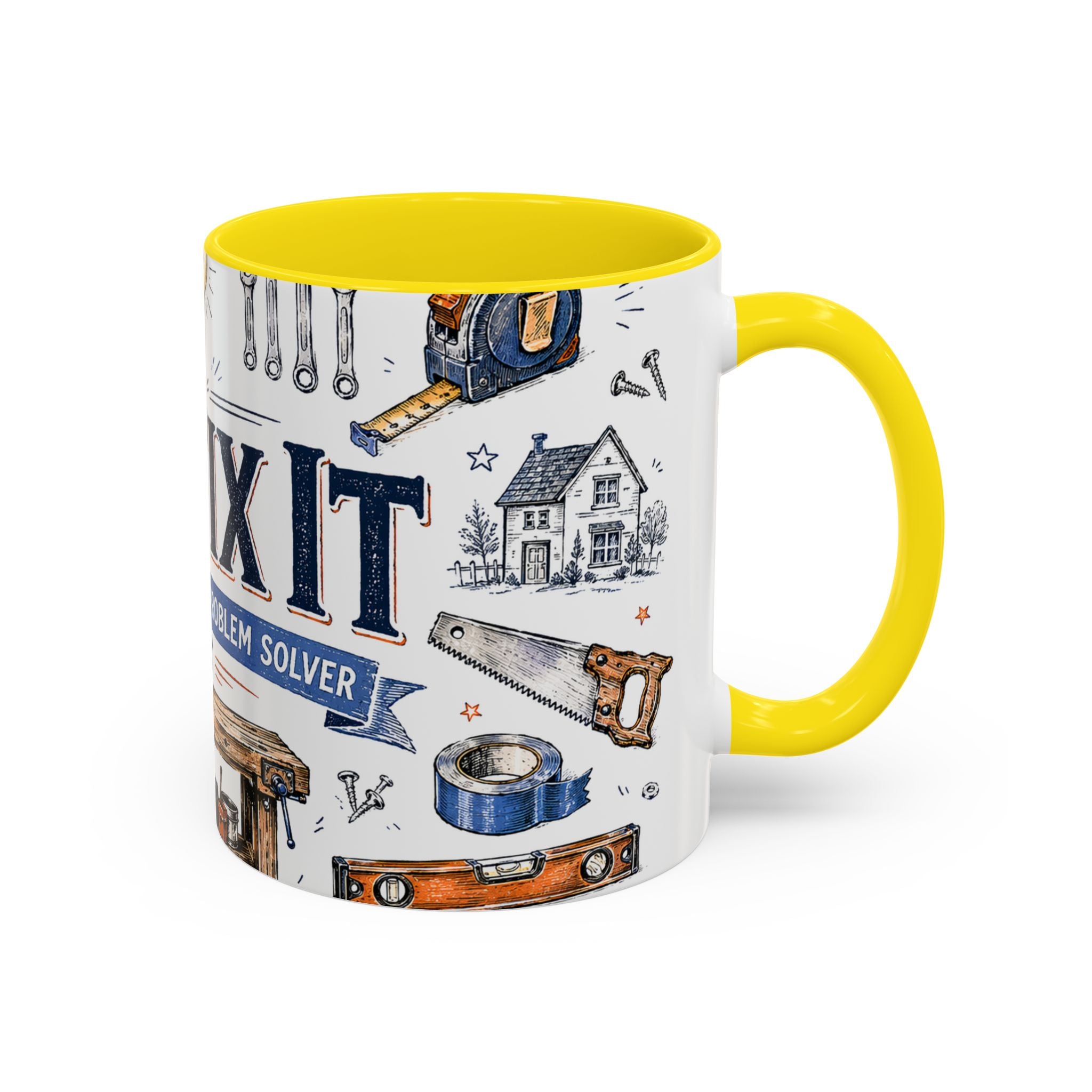 Mr Fix It Coffee Mug | Father's Day Gift for Dad | Accent Color Ceramic 11oz 15oz