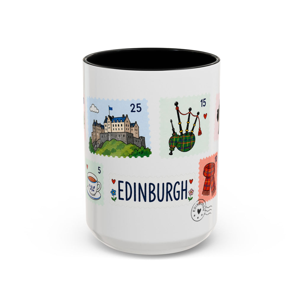 Edinburgh Coffee Mug | Postage Stamp Collage Mug | Travel Souvenir Accent Cup 11oz 15oz