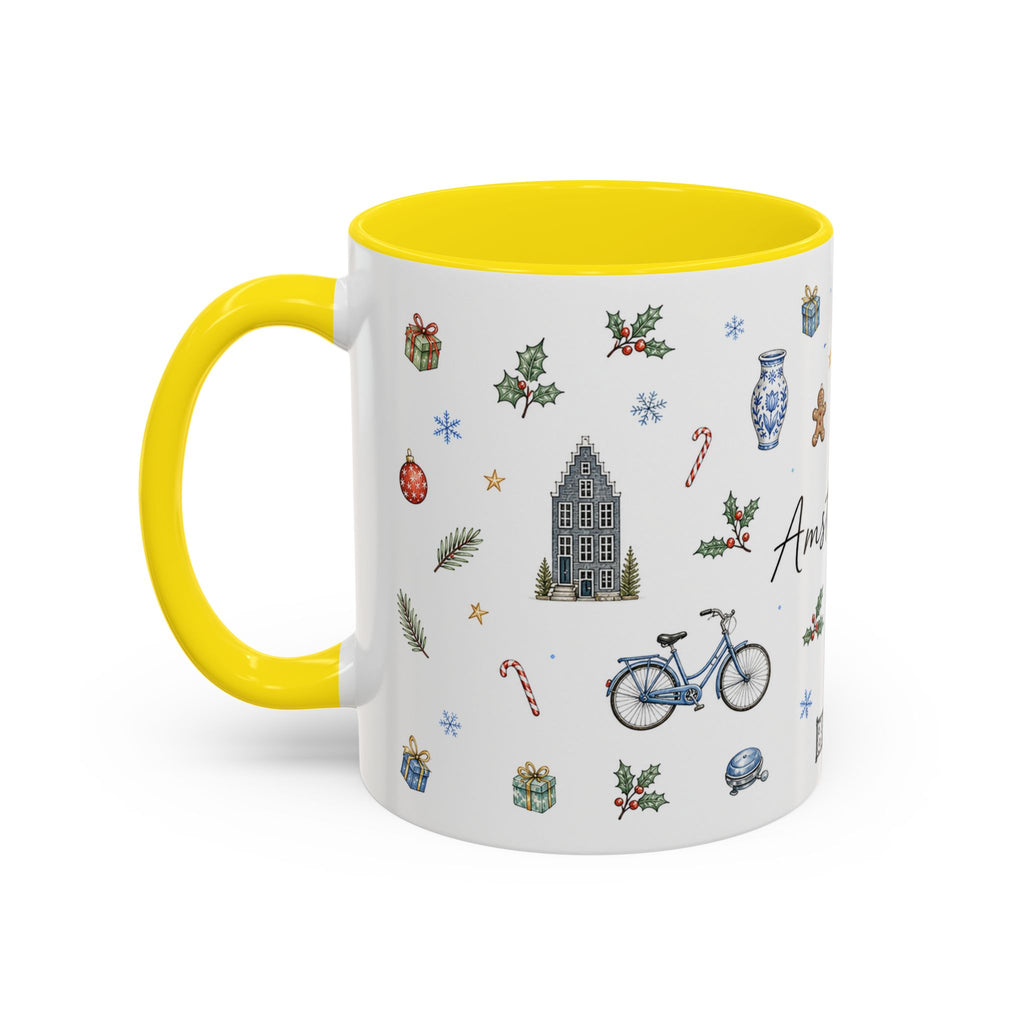 Amsterdam Christmas Watercolor Mug | Festive City Souvenir Coffee Cup