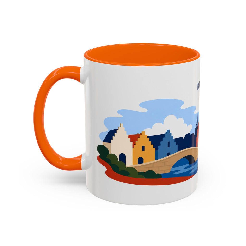 Bruges Coffee Mug | Travel Destination Souvenir Gift | Accent Color Ceramic 11oz 15oz