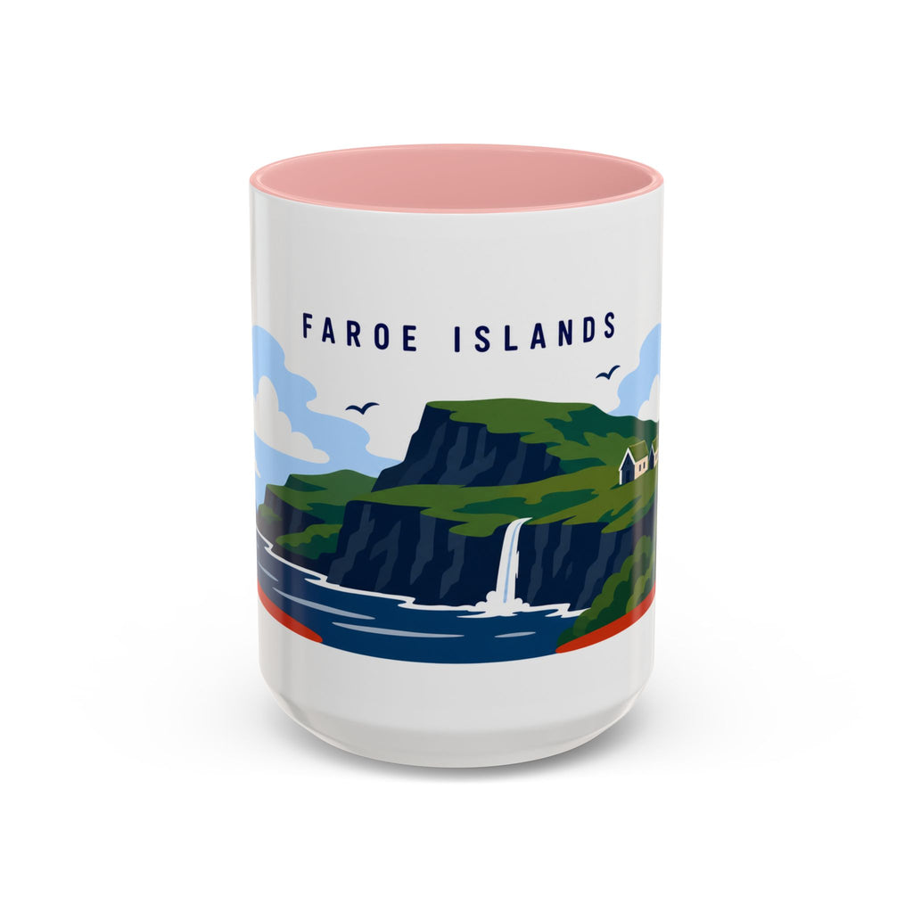 Faroe Islands Coffee Mug | Travel Destination Souvenir Gift | Accent Color Ceramic 11oz 15oz