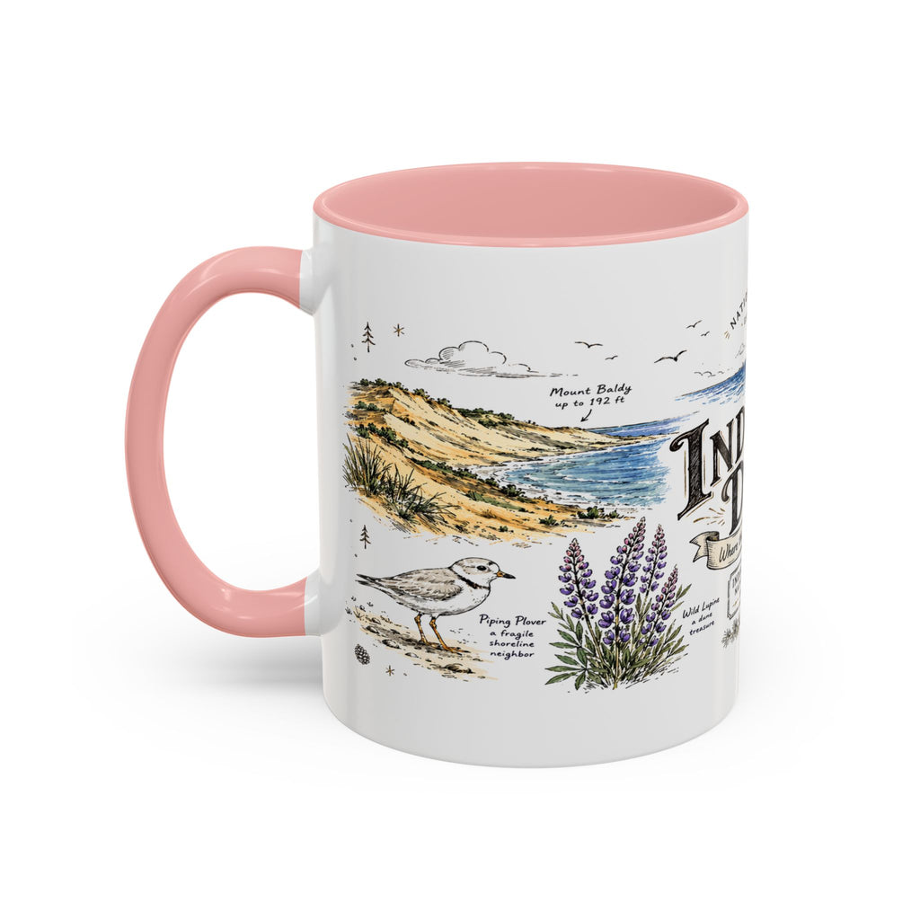 Indiana Dunes National Park Coffee Mug | Indiana Lake Michigan Beach Gift | Accent Color Ceramic 11oz 15oz