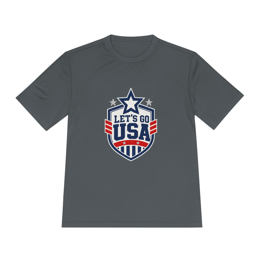 United States Soccer T Shirt, Let's Go USA Fan Tee, Moisture Wicking Sport Shirt
