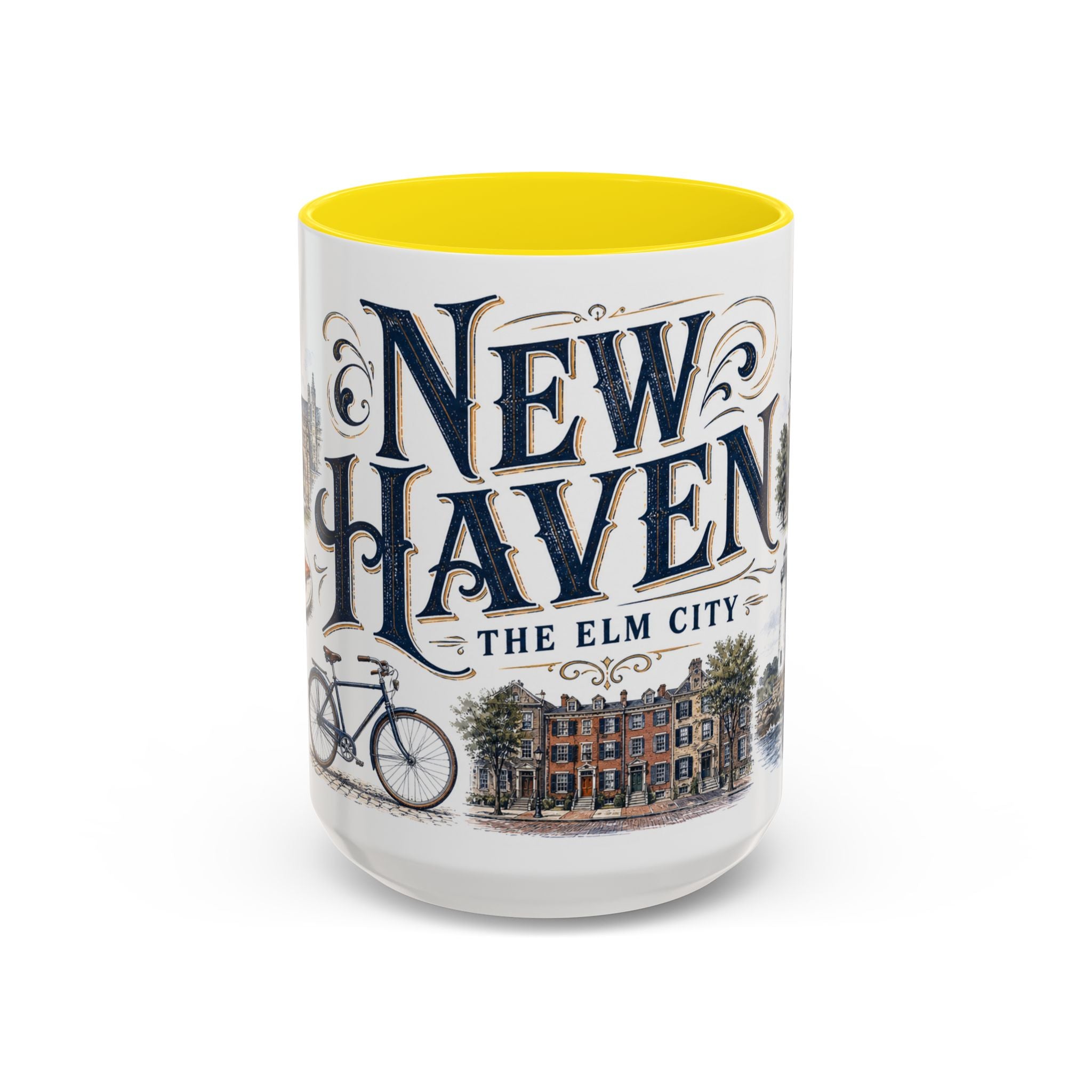 New Haven Coffee Mug | United States Travel Souvenir | Vintage Illustrated City Gift | 11 oz 15 oz Accent Mug
