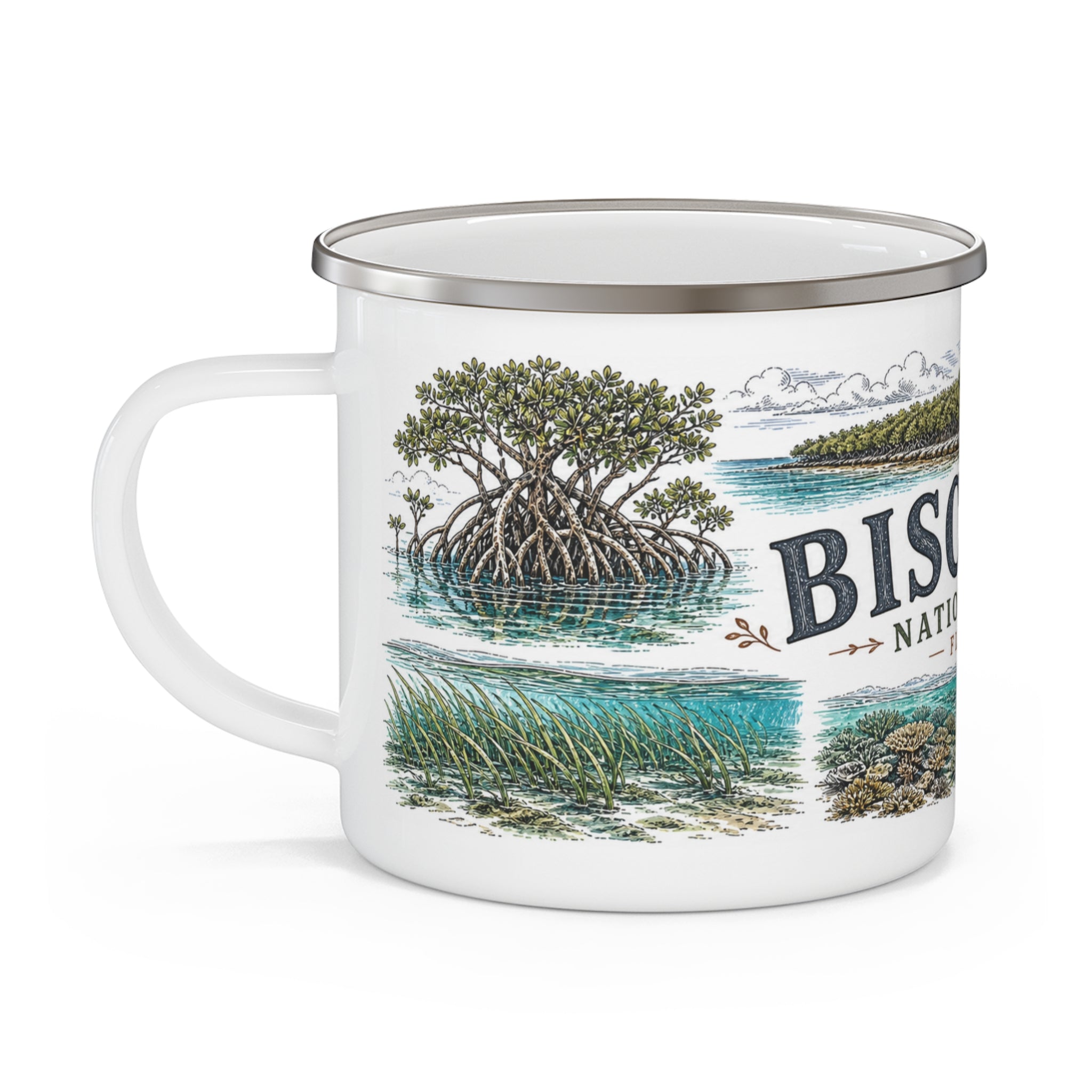 Biscayne National Park Vintage Enamel Camping Mug | 12oz National Park Hiking Gift