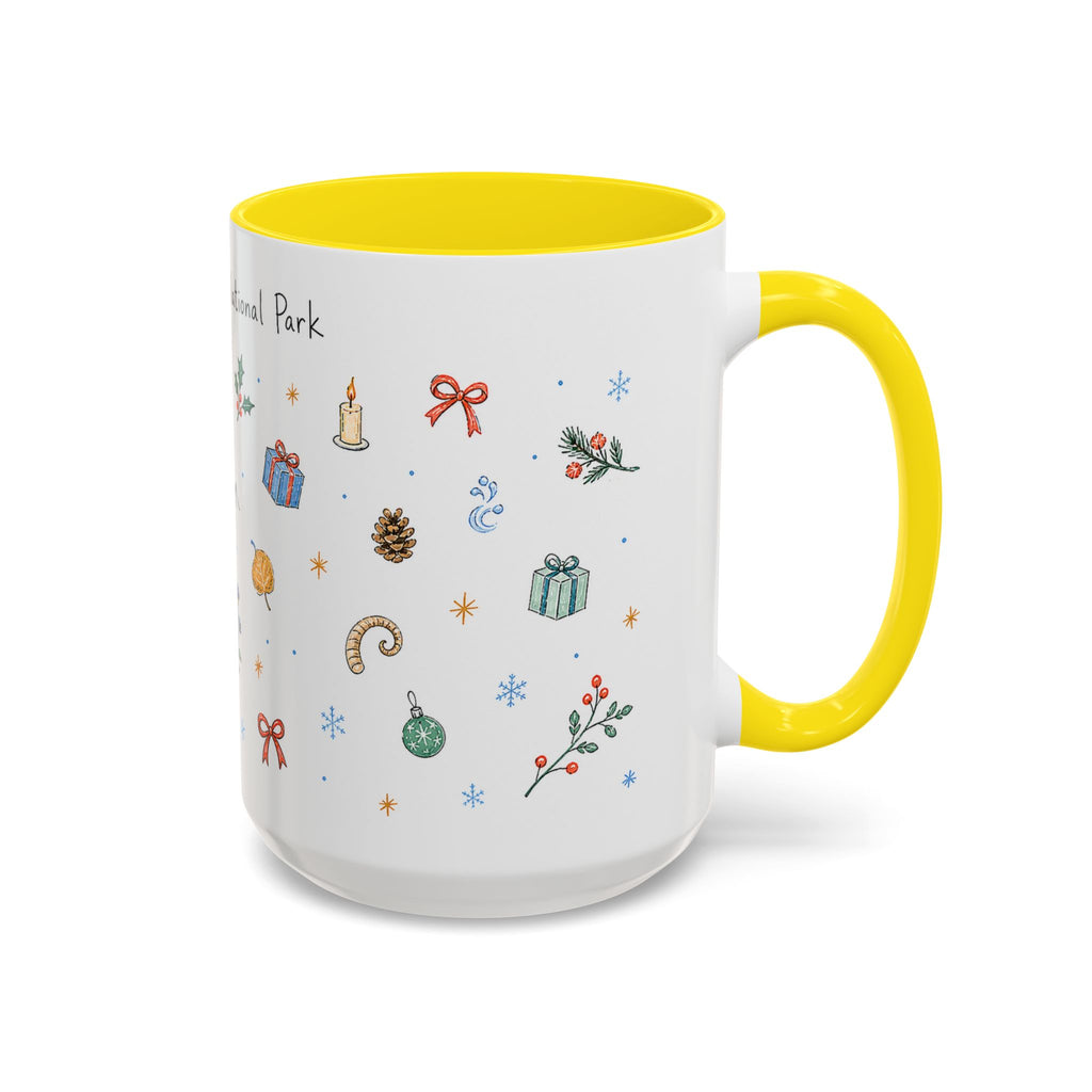 Rocky Mountain National Park Christmas Mug | Watercolor Travel Souvenir | Holiday Gift | Accent Ceramic Coffee Cup 11oz 15oz