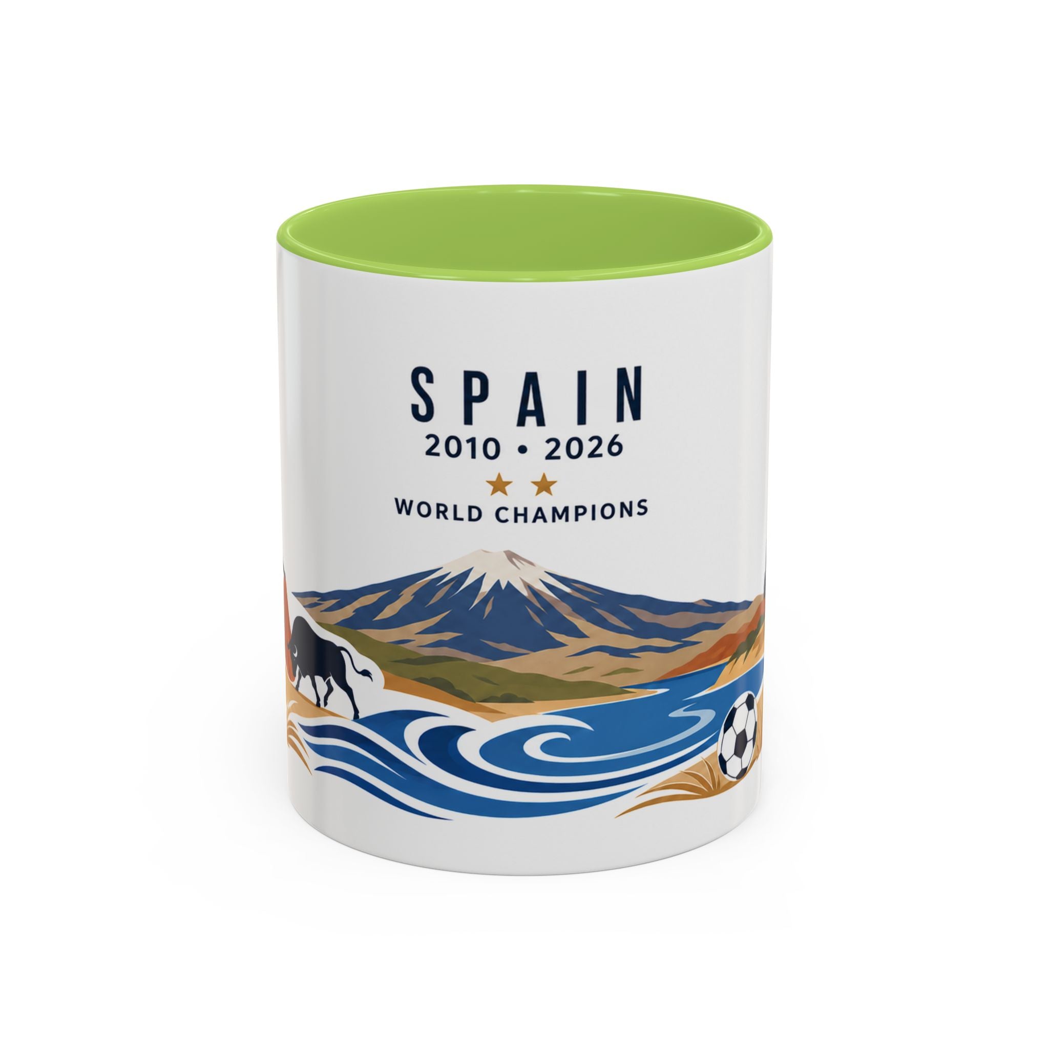 Spain World Champions Mug | 2010 2026 Spanish Soccer Gift | Two Time Football Champion Cup | 11oz 15oz Accent Mug