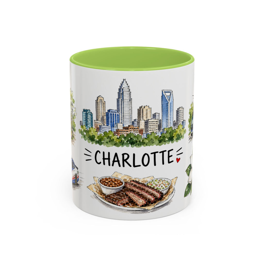 Charlotte Illustrated Travel Mug | City Souvenir Accent Coffee Mug | 11oz 15oz Ceramic Cup