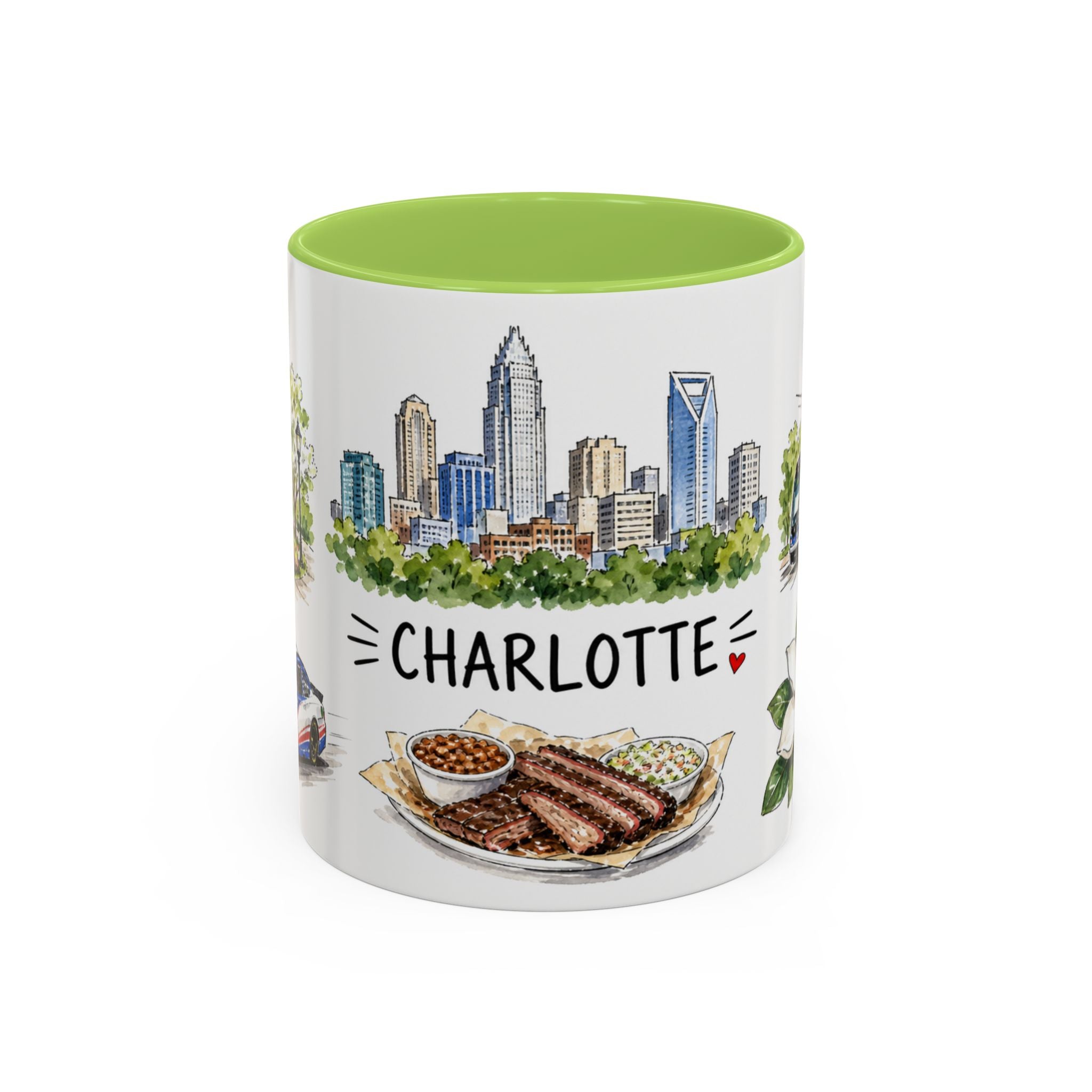 Charlotte Illustrated Travel Mug | City Souvenir Accent Coffee Mug | 11oz 15oz Ceramic Cup