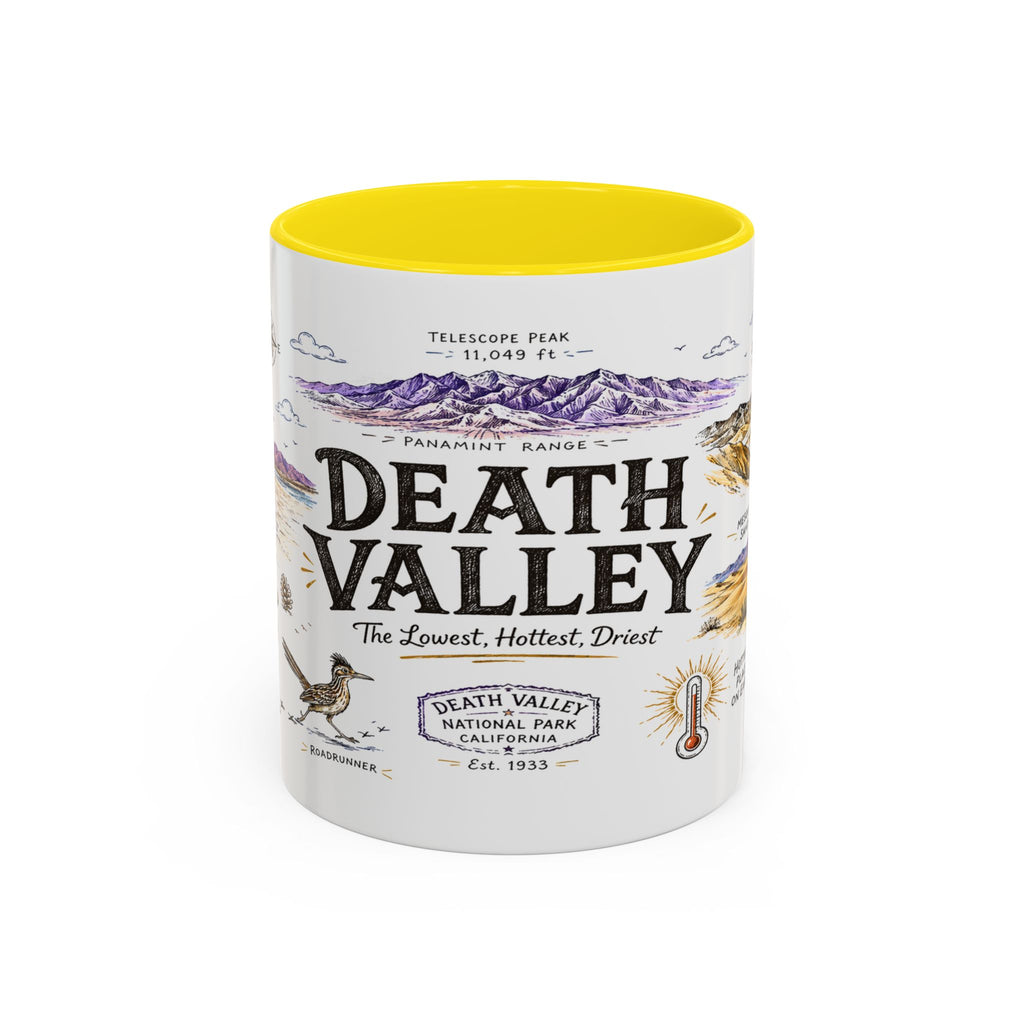 Death Valley National Park Coffee Mug | California Desert Hiking Camping Gift | Accent Color Ceramic 11oz 15oz