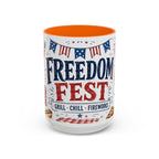 Freedom Fest Coffee Mug | Grill Chill Fireworks 4th of July | Accent Color Ceramic 11oz 15oz