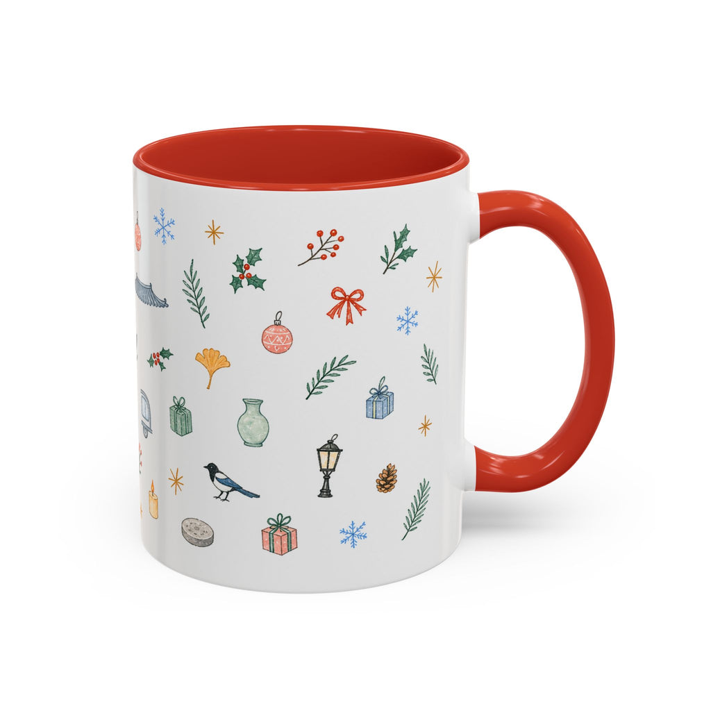 Seoul Christmas Mug | Watercolor Travel Souvenir | Holiday Gift | Accent Ceramic Coffee Cup 11oz 15oz