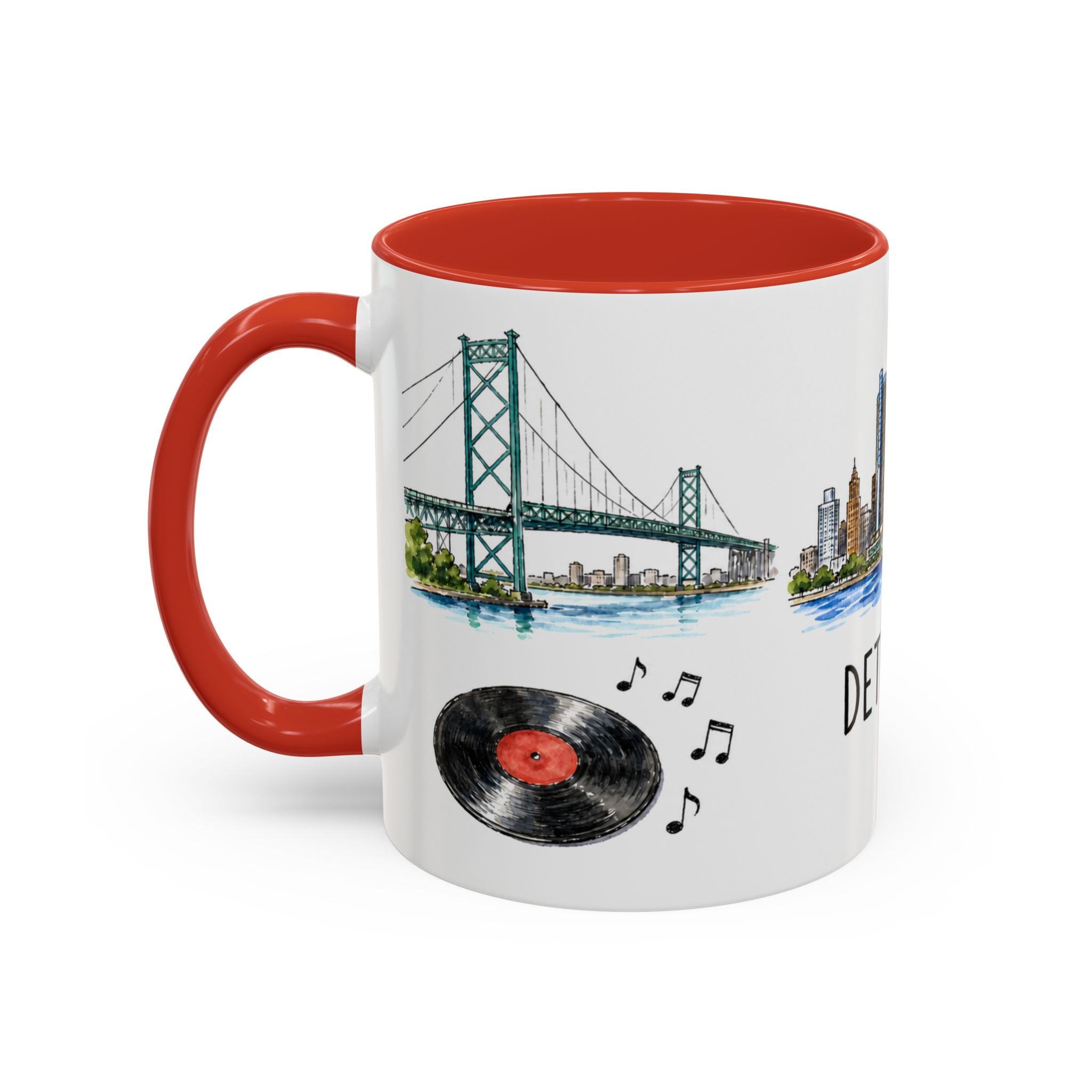 Detroit Illustrated Travel Mug | City Souvenir Accent Coffee Mug | 11oz 15oz Ceramic Cup