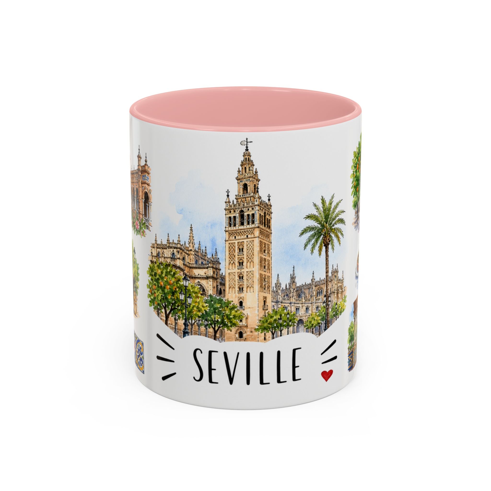 Seville Illustrated Travel Mug | City Souvenir Accent Coffee Mug | 11oz 15oz Ceramic Cup