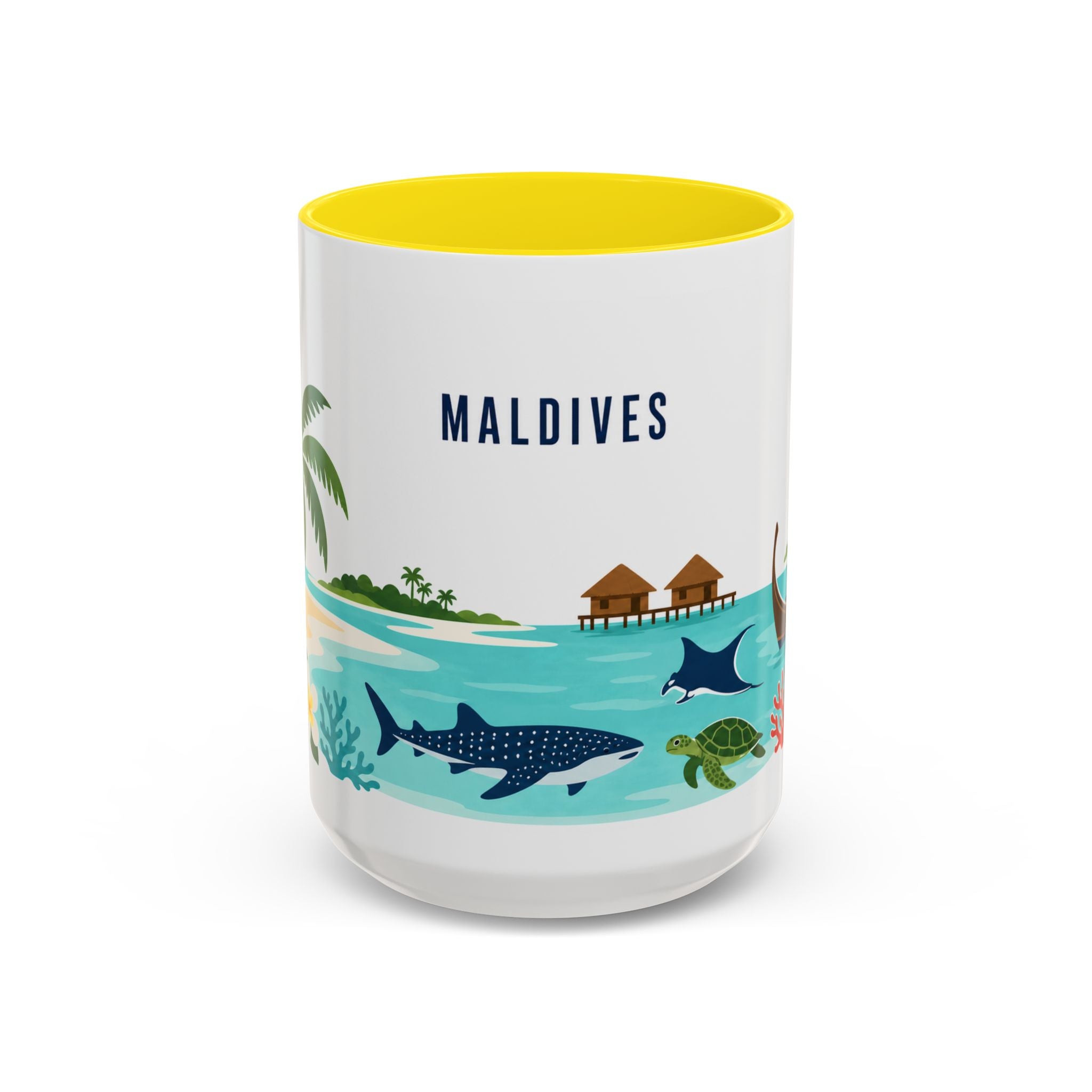 Maldives Coffee Mug | Travel Destination Souvenir Gift | Accent Color Ceramic 11oz 15oz