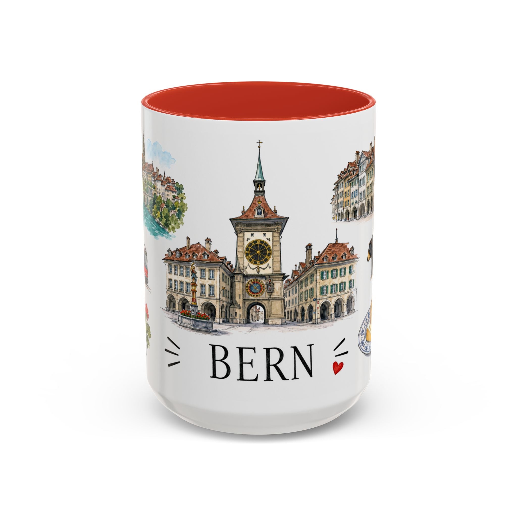 Bern Illustrated Travel Mug | City Souvenir Accent Coffee Mug | 11oz 15oz Ceramic Cup