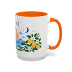 Gemini Zodiac Coffee Mug | Twins and Floral Design | Astrology Birthday Gift | 11 oz 15 oz Ceramic Accent Mug