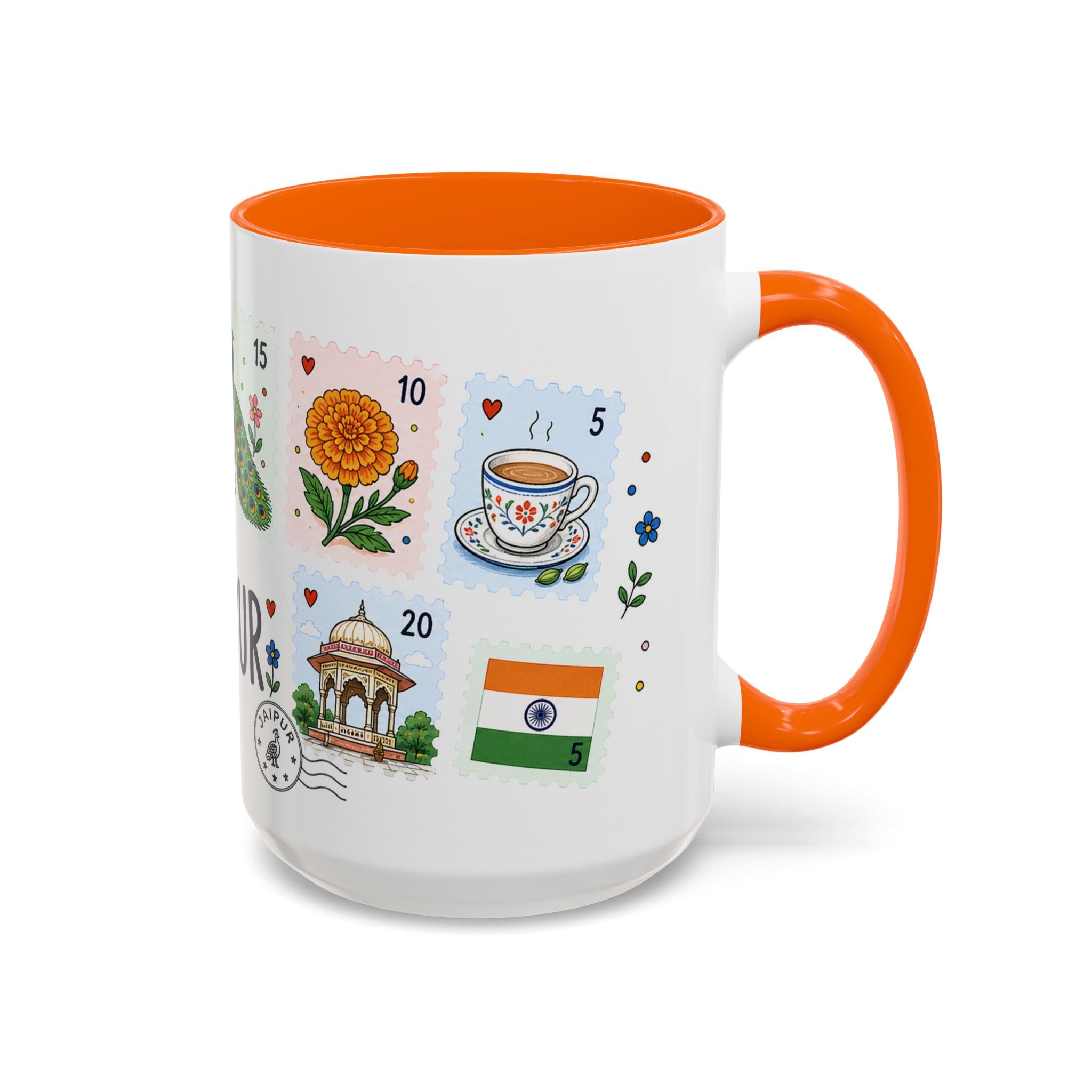 Jaipur Coffee Mug | Postage Stamp Collage Mug | Travel Souvenir Accent Cup 11oz 15oz