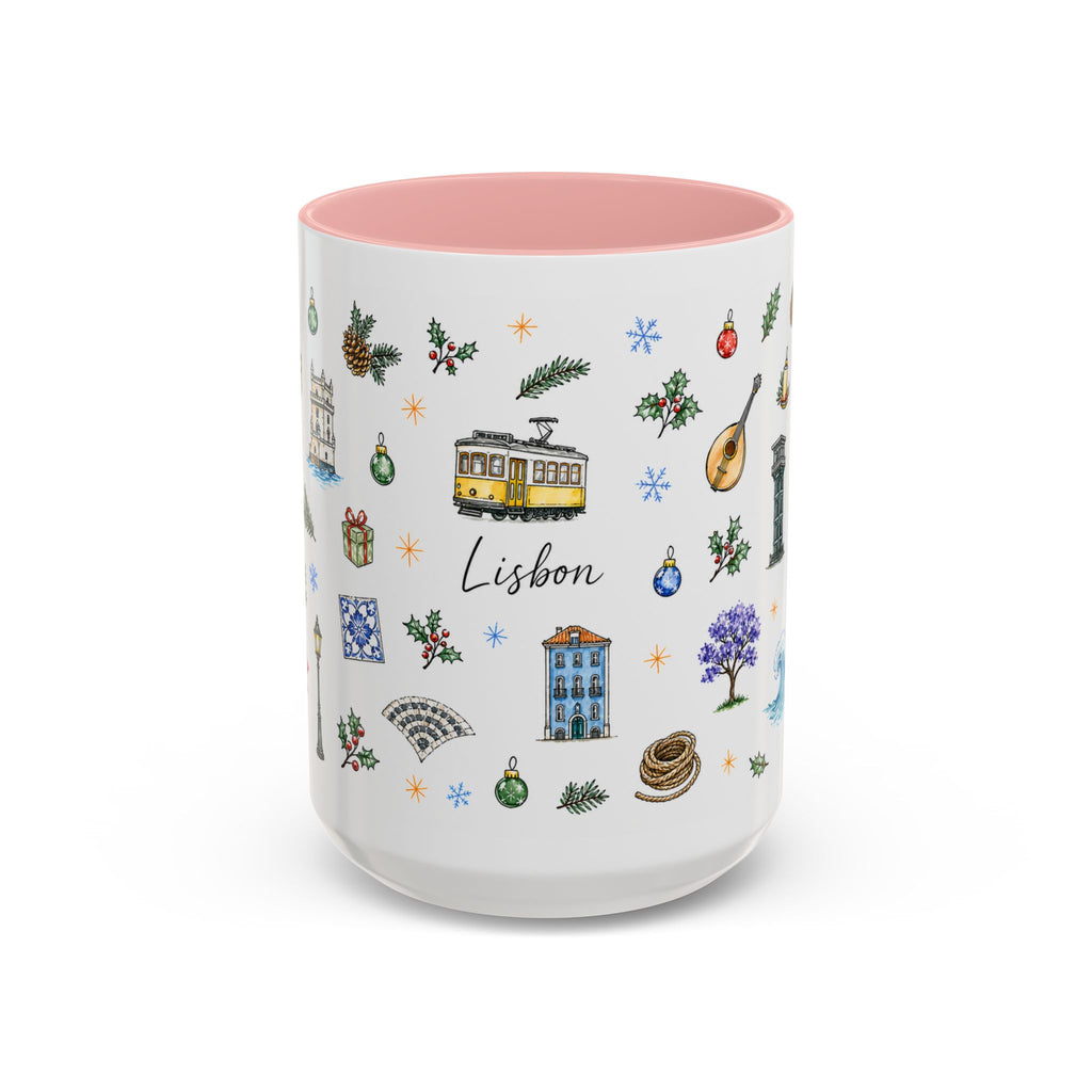 Lisbon Christmas Mug | Watercolor City Souvenir | Ceramic Coffee Cup 11oz 15oz