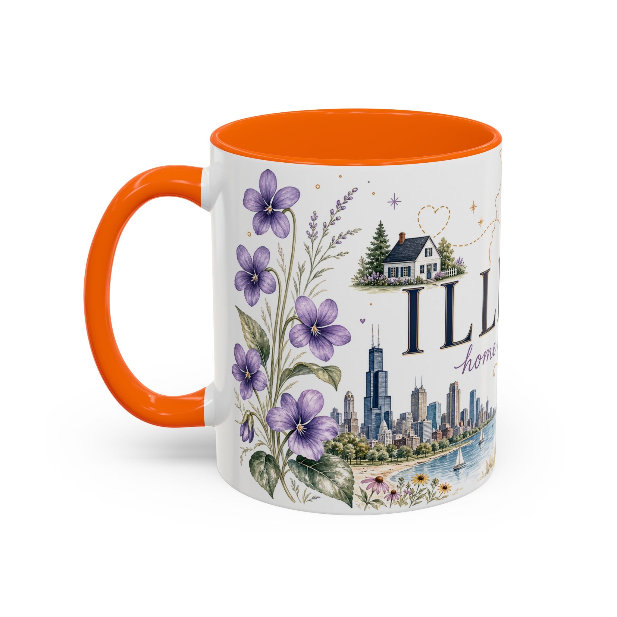 Illinois State Map Mug | Botanical Travel Sketch, Moving Away Gift (11oz 15oz)