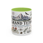 Grand Teton Coffee Mug | National Park Hiking Wyoming Gift | Accent Color Ceramic 11oz 15oz