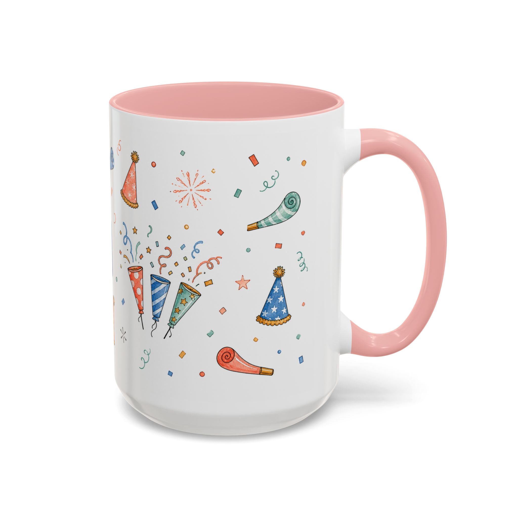 New Year Party Mug | Balloon Popper Watercolor Celebration Gift | Accent Cup 11oz 15oz