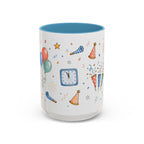 New Year Party Mug | Balloon Popper Watercolor Celebration Gift | Accent Cup 11oz 15oz
