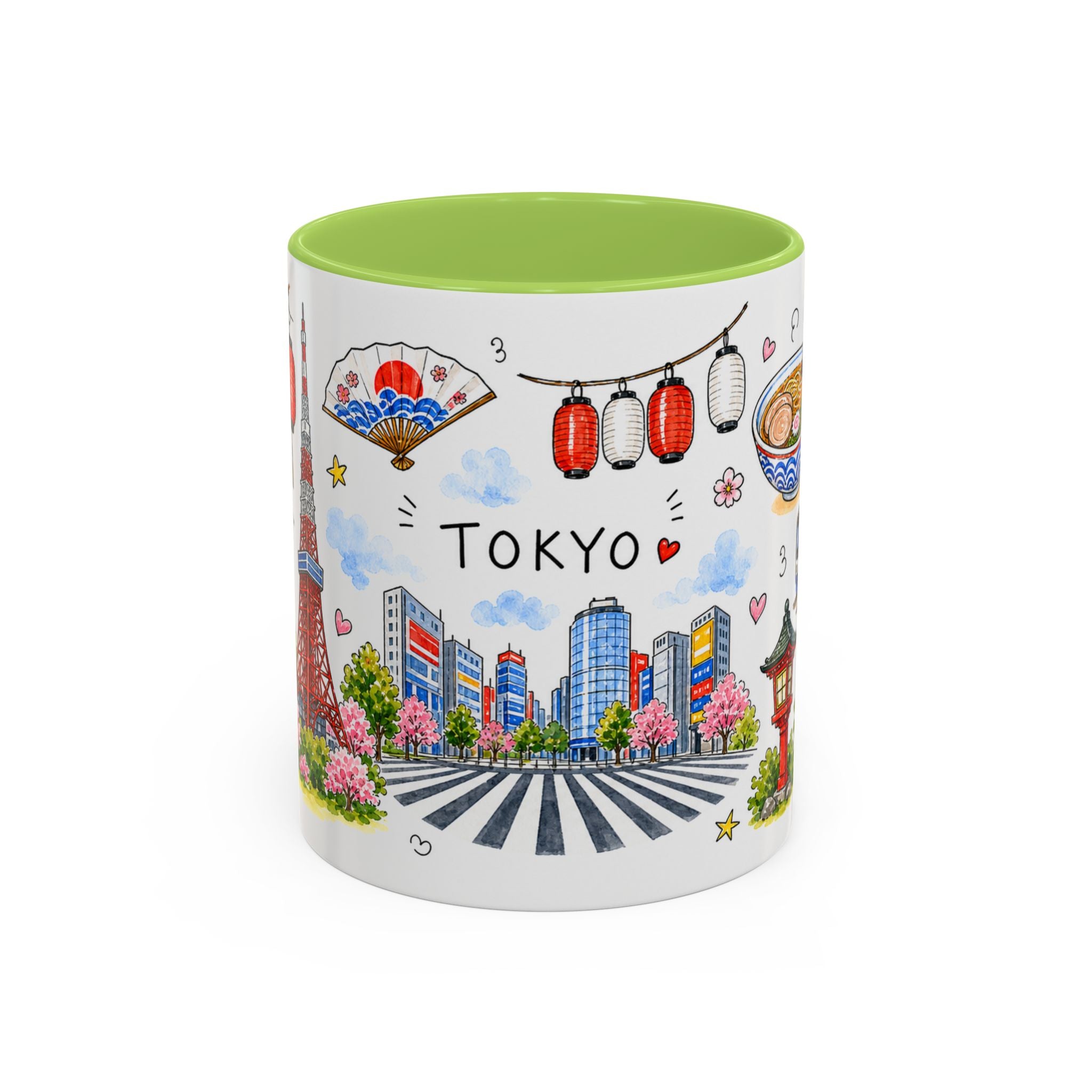 Tokyo Illustrated Travel Mug | City Souvenir Accent Coffee Mug | 11oz 15oz Ceramic Cup