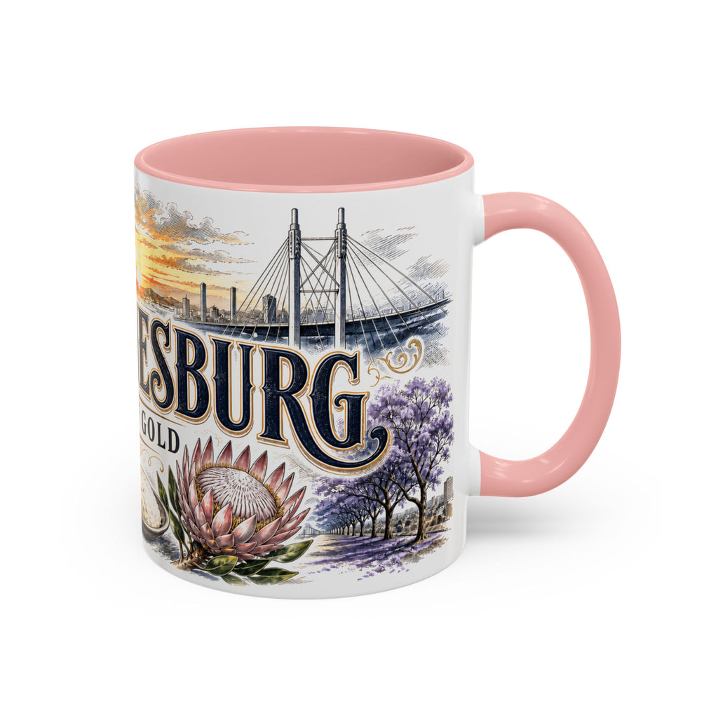 Johannesburg Coffee Mug | South Africa Travel Souvenir | Vintage Illustrated City Gift | 11 oz 15 oz Accent Mug