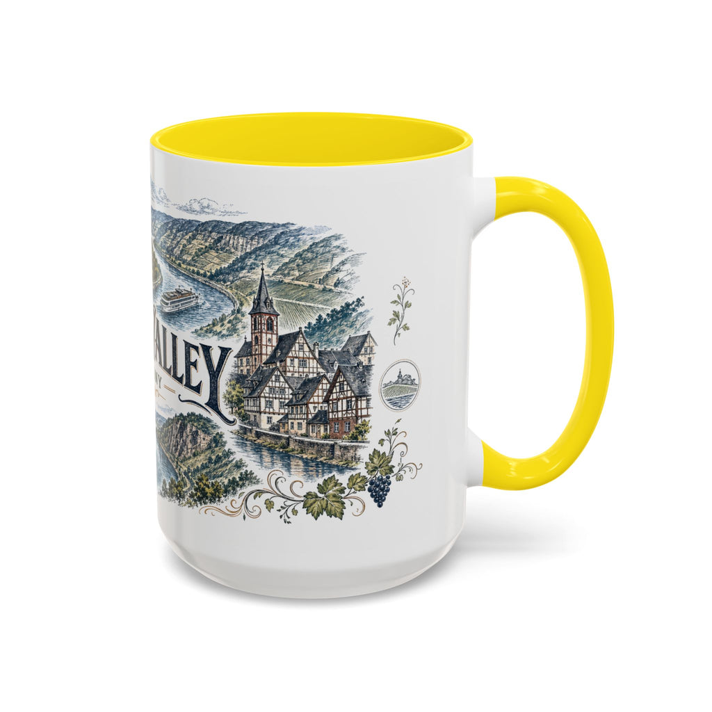 Rhine Valley Mug, Germany Travel Souvenir, Bucket List Gift, Accent Ceramic Coffee Mug 11oz 15oz
