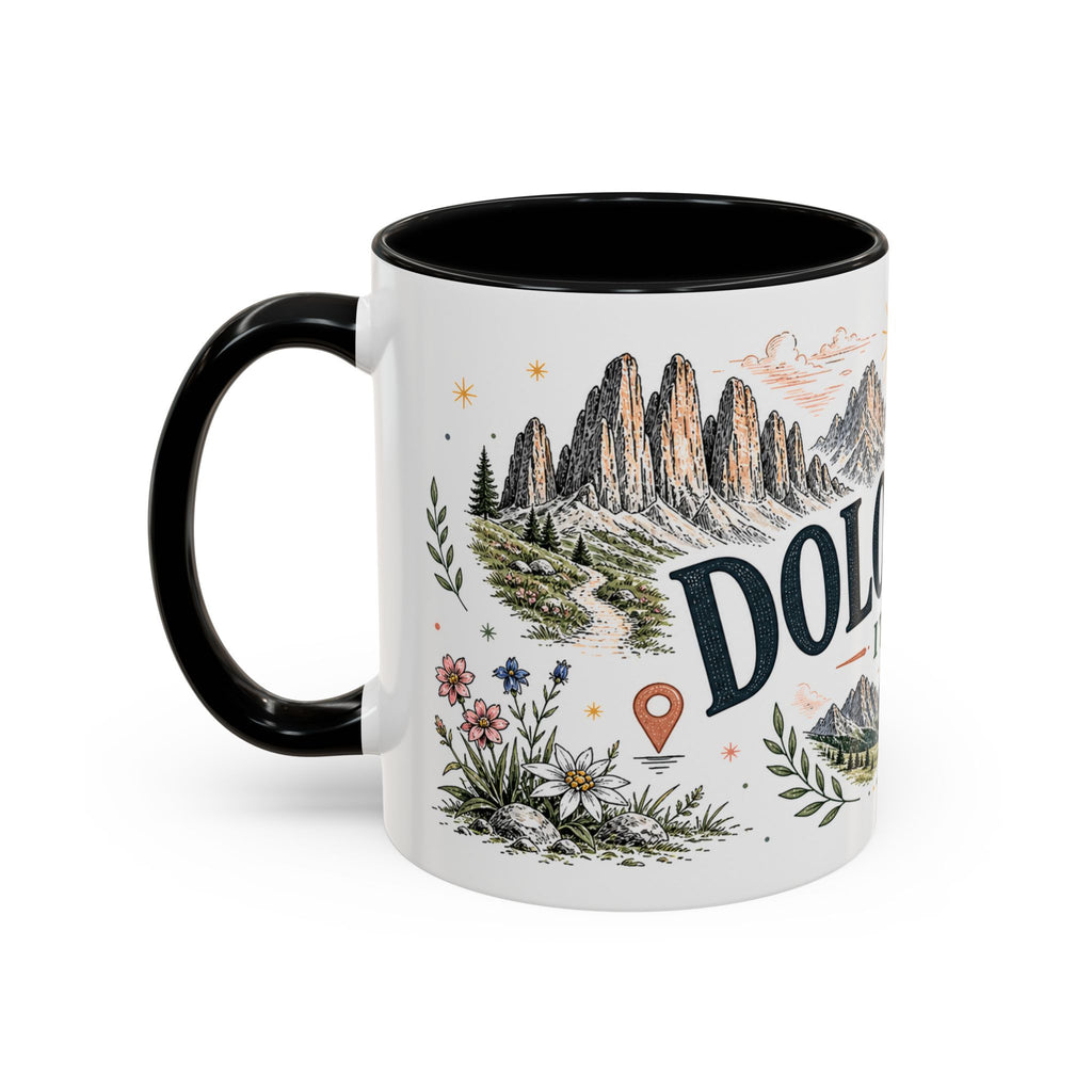 Dolomites Coffee Mug | Travel Destination Souvenir Gift | Accent Color Ceramic 11oz 15oz